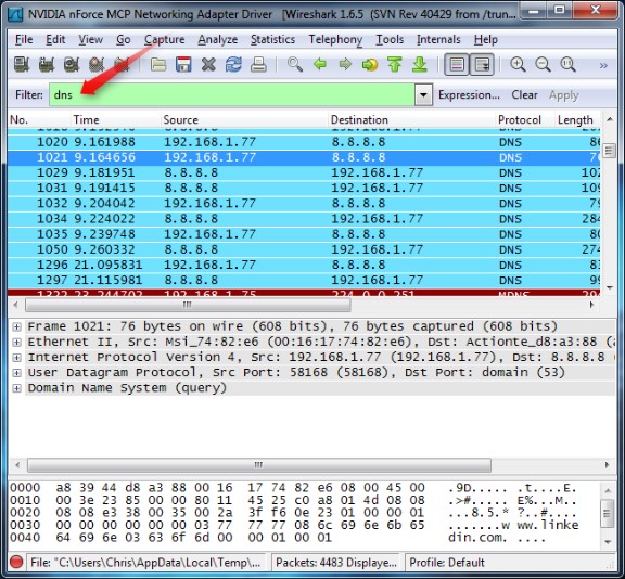 Wireshark filteri