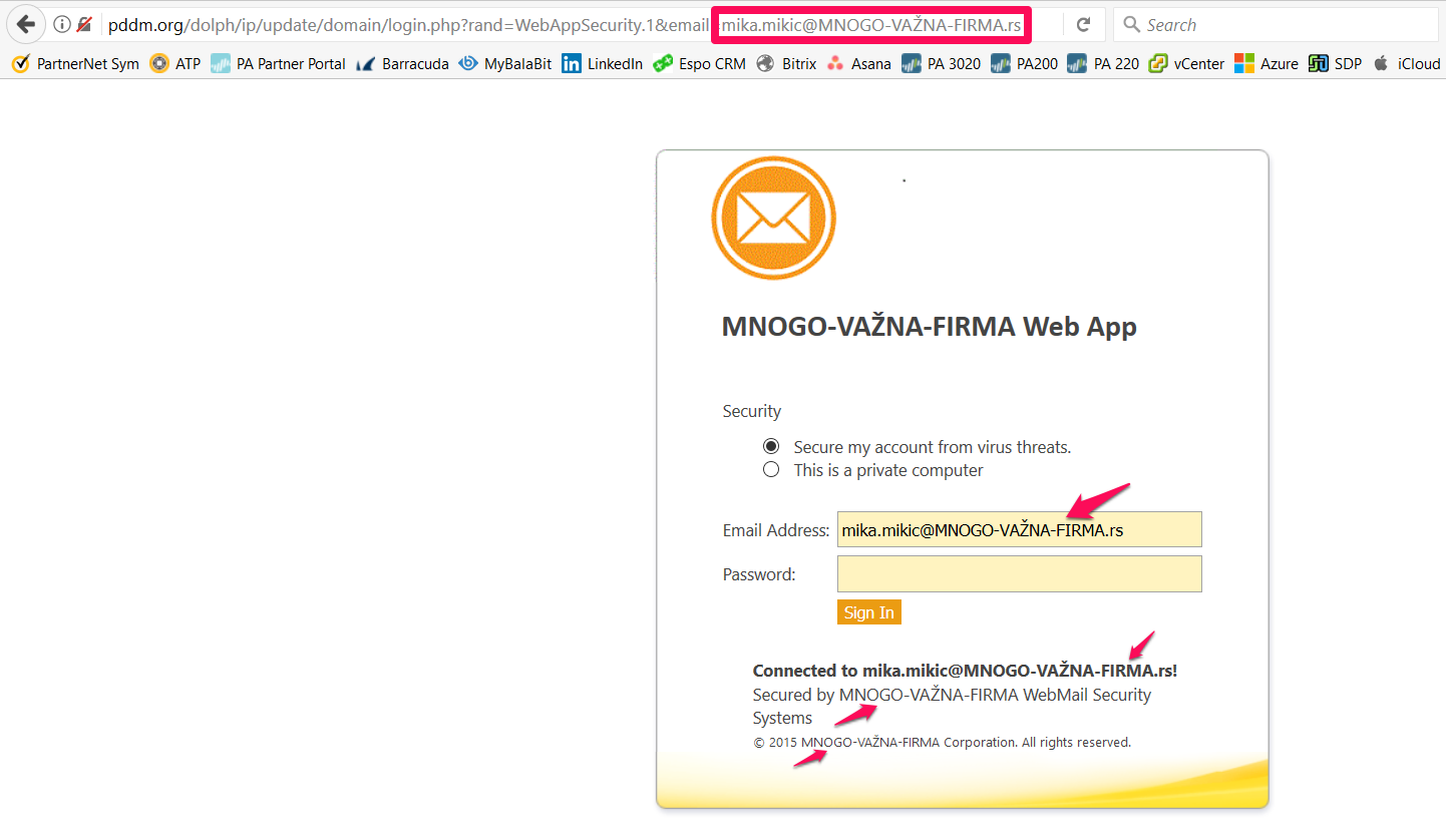 phishing login ekran se automatski prilagođava